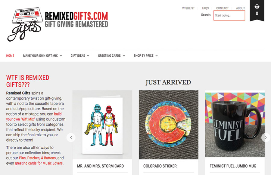 Remixed Gifts Website Homepage